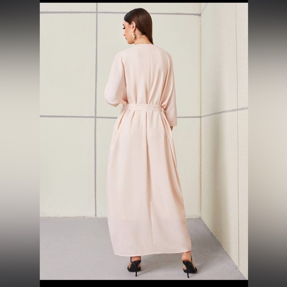 SHEIN Najma Plant Print Split Hem Belted Abaya Modest Maxi Cardigan - Picture 2 of 7